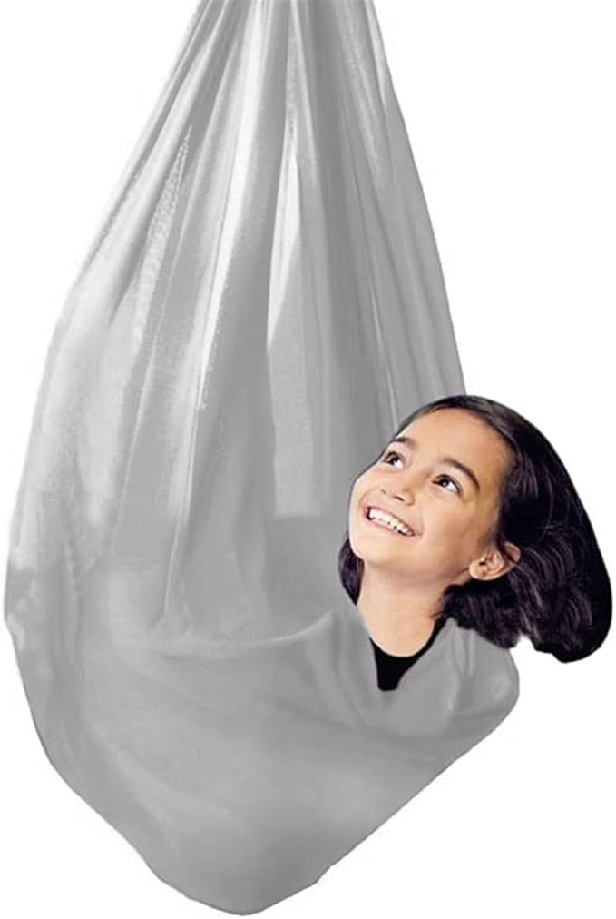Sensory Swing for adults kids Indoor outdoor Therapy Swing Calming Snuggle Hammock durable soft strong fabric swing Great for Sensory Integration stimulation ( Color : Silver gray , Size : 1M x 2.8M )