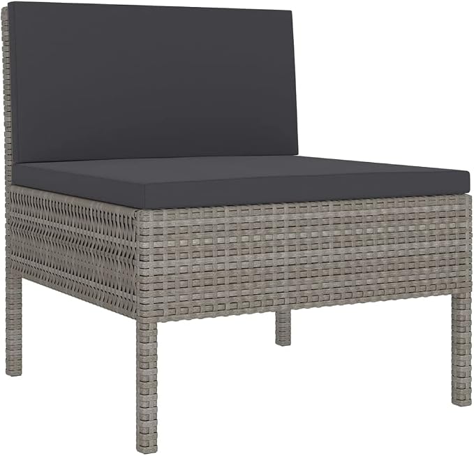 6 Piece Patio Lounge Set with Cushions,Patio Sofa,Outdoor Daybed,Outdoor Furniture Sets,Patio Seating,Patio Conversation Sets,Modern Set,Patio Furniture Set,Front Porch Furniture Poly Rattan Gray