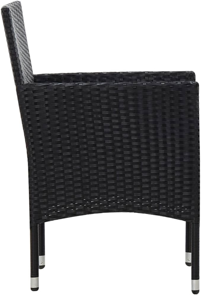 vidaXL Patio Furniture Set 4 Piece, Patio Conversation Set with Cushions, Outdoor Sectional Sofa with Coffee Table for Garden, Poly Rattan Black