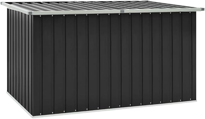 Patio Storage Box Anthracite 67.3"x39"x36.6" Outdoor Garden Furniture, Large Waterproof Steel Tool Chest for Cushions Blankets Toys, Durable Weatherproof Deck Box with Hinged Lid, Easy Assembly