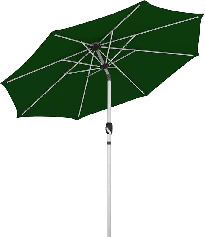 10FT Aluminum Outdoor Patio Umbrella, Fade-Resistant Market Umbrella with Push Button Tilt Function, 8 Sturdy All-Aluminum Ribs for Gardens, Patios, Backyards & Pools