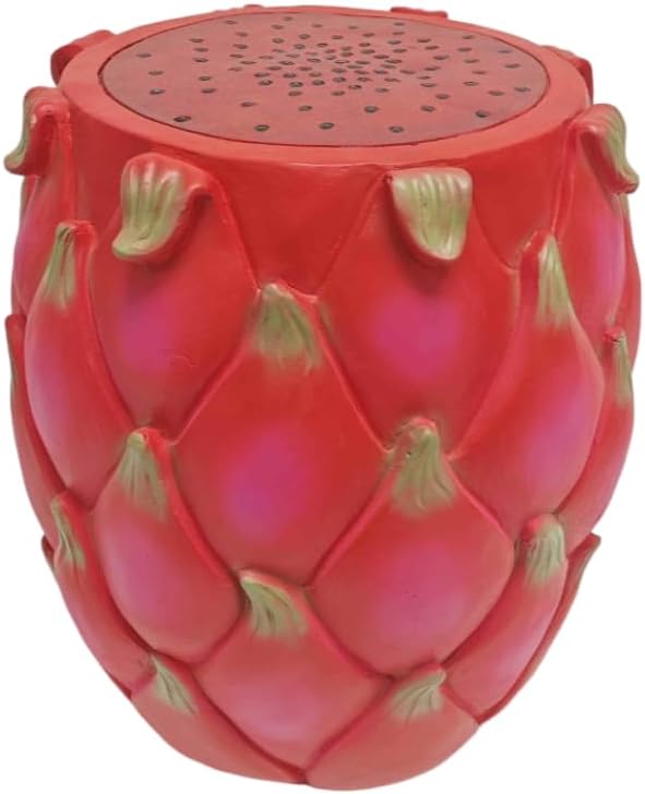 13.78" Dragonfruit Stool Side Table Home Decor, Resin Multi-Purpose Garden Stool & Plant Stand, Indoor Outdoor Fruit End Table for Garden Patio, Porch, Housewarming Gift