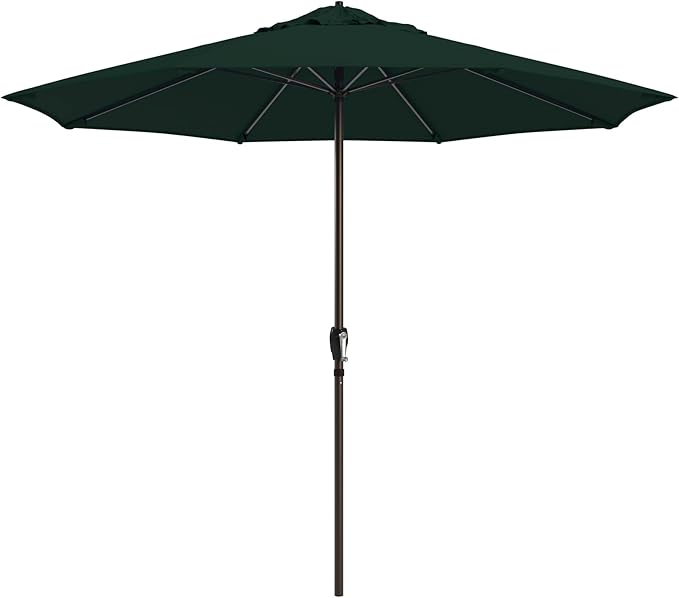California Umbrella 10-Year Protection 9 Ft Outdoor Patio Umbrella, Pacifica Fade-Resistant Fabric, Auto-Tilt, Heavy Duty Aluminum Frame, 8 Reinforced Ribs for Pool or Deck, Bronze Pole, Hunter Green