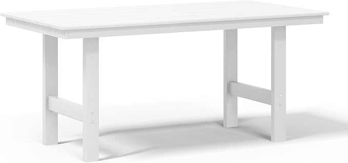 WestinTrends Ashore Outdoor Modern HDPE 66" Wide Rectangle Patio Dining Table for 6, White