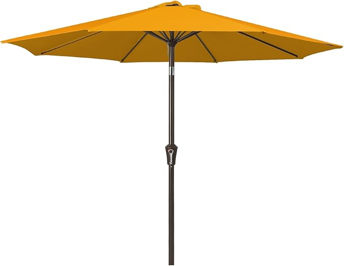JEAREY Outdoor Patio Umbrella 9FT Outdoor Table Umbrella with Push Button Tilt and Crank, Market Umbrellas 8 Sturdy Ribs UV Protection Waterproof for Garden, Deck, Pool (Bright Orange)
