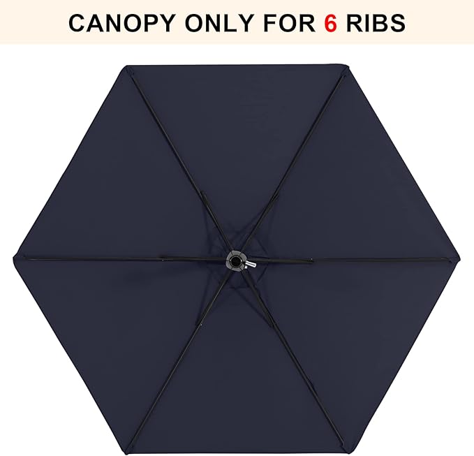 MASTERCANOPY Patio Umbrella 7.5 ft Replacement Canopy for 6 Ribs-Navy Blue Canopy Only