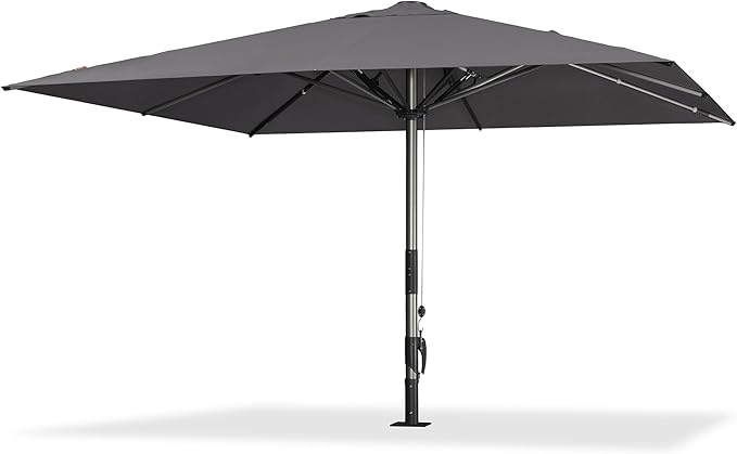 PURPLE LEAF 13 X 13 FT Extra Large Commercial Square Patio Umbrella Maximum Coverage Heavy Duty Wind Resistant Vented Canopy Reinforced Frame for Restaurant Hotel Resort Cafe Outdoor Dining Area Business Use Grey