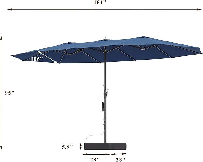 15 FT Patented Misting Patio Umbrella with Base, Outdoor Umbrella with Built-in Rechargeable Mist System
