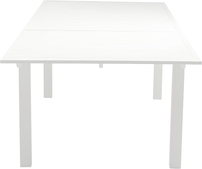 Meridian Furniture 343White-T Maldives Collection Modern | Contemporary Outdoor Patio Extendable Dining Table, White Aluminum Table, 95.5" - 119" W x 43.5" D x 30" H