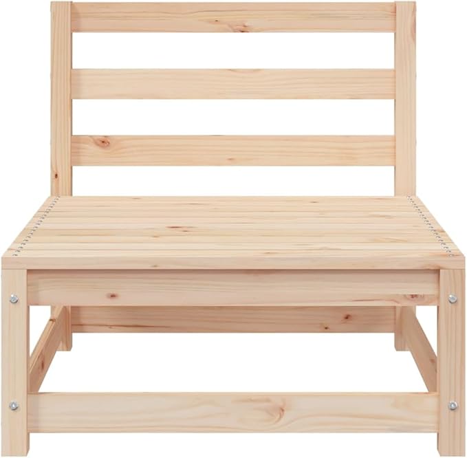 Rustic Outdoor Sofa Set for Patio, Solid Pine Modular Loveseat with Footstool, 27.6 x 82.7 x 26.4 in, Natural Beige, Ideal for Small Balcony or Garden Conversation Area
