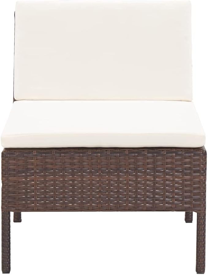 Patio Lounge Set with Cushions,Outdoor Furniture,Outdoor Furniture Sets,Patio Conversation Sets,for Garden,Deck,Backyard,6 Piece Poly Rattan Brown