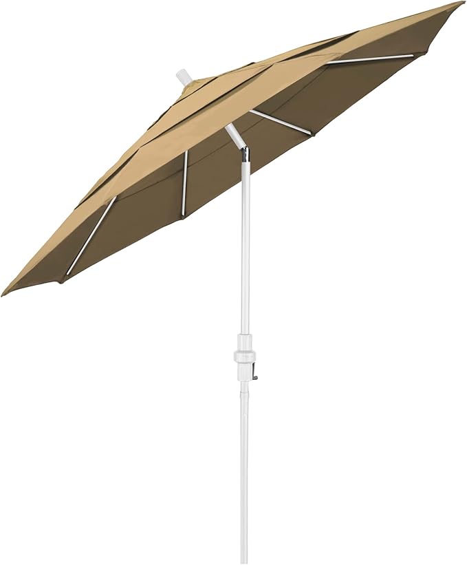 California Umbrella 11' Round Crank Lift, Collar Tilt, Aluminum Pole, Fiberglass Rib Patio Umbrella, White Finish