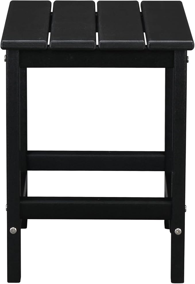 Generic Adirondack Outdoor Side Table, 2-Tier Patio End Table, Small HDPE End Table For Outdoor, Patio, Indoor, Garden, Porch, Balcony, Black