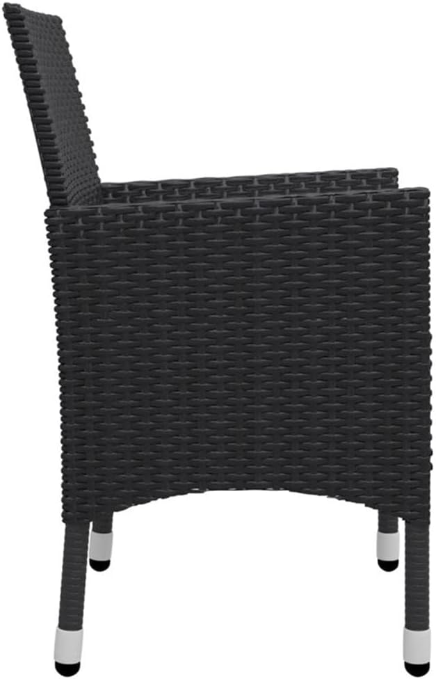 Afuera Living Patio Dining Set, Black Poly Rattan with Tempered Glass Tabletop, Matte Finish, Removable Cushion Covers, Spacious 9-Person Seating, Weather-Resistant Outdoor Furniture for Garden or