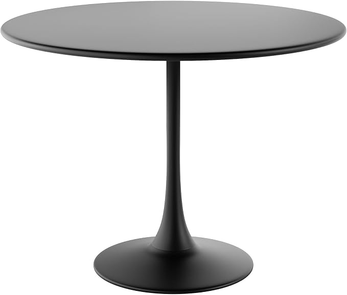 Jamesdar Kurv Commercial Grade 39 Inch Bistro Dining Table, Indoor & Outdoor, 150 lb Capacity, Steel Construction with Plastic Base Ring, Black