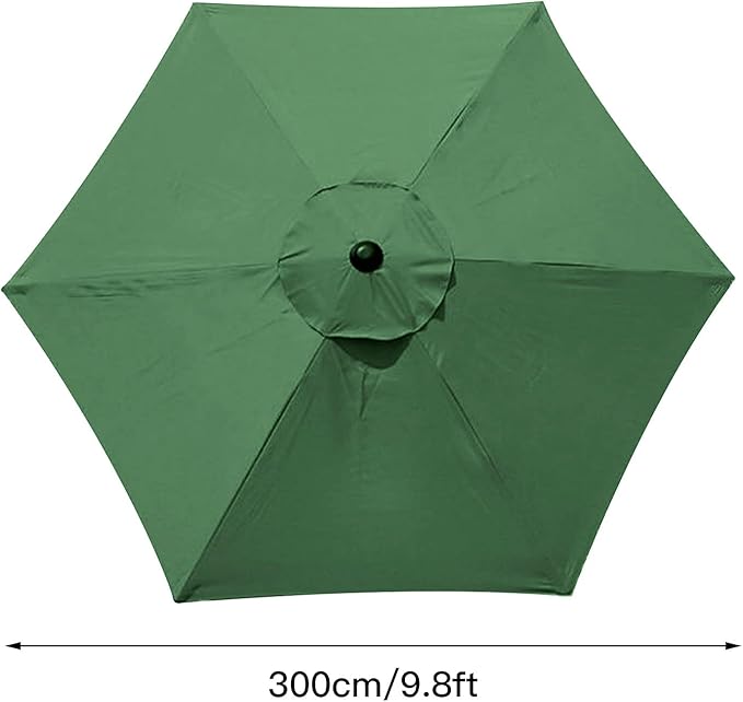 IUIBMI 10Ft Patio Umbrella Replacement Canopy 6 Ribs, Outdoor Umbrella Canopy with 6 Ribs Table Market Yard Umbrella Replacement Top Cover for Backyard Garden Beach (Canopy Only)