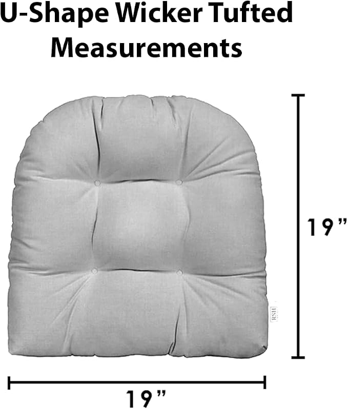 RSH DECOR: Sunbrella Tufted Wicker U-Shape Cushions Set of 2 | 19” x 19” | Water and Fade-Resistant Performance Fabric | Outdoor Seat Cushions for Patio Furniture | Canvas White