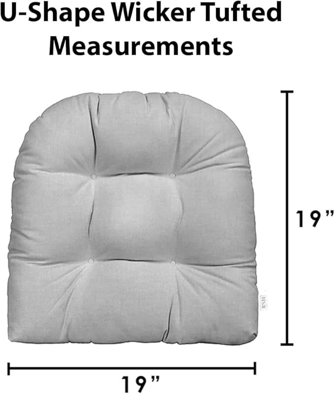 RSH DECOR: Sunbrella Tufted Wicker U-Shape Cushions Set of 2 | 19” x 19” | Water and Fade-Resistant Performance Fabric | Outdoor Seat Cushions for Patio Furniture | Canvas Forest Green