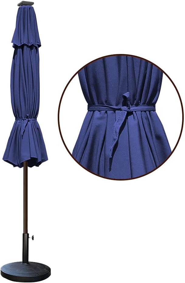 EliteShade USA 10-Year-Non-Fading 9ft Market Patio Umbrella, Commercial Grade Table Sun Umbrella with 80 Solar LED Lights, Crank Open, Windproof & UPF 50+ UV Protection for Garden, Deck, Pool, Backyard, Navy Blue