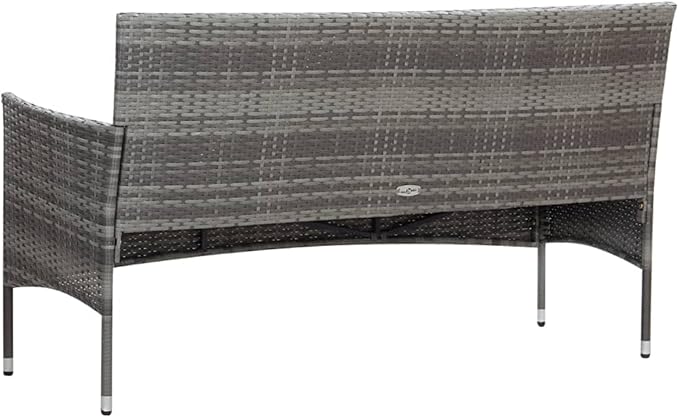 vidaXL Patio Furniture Set 5 Piece, Patio Conversation Set with Cushions, Outdoor Sectional Sofa with Coffee Table for Garden, Poly Rattan Gray