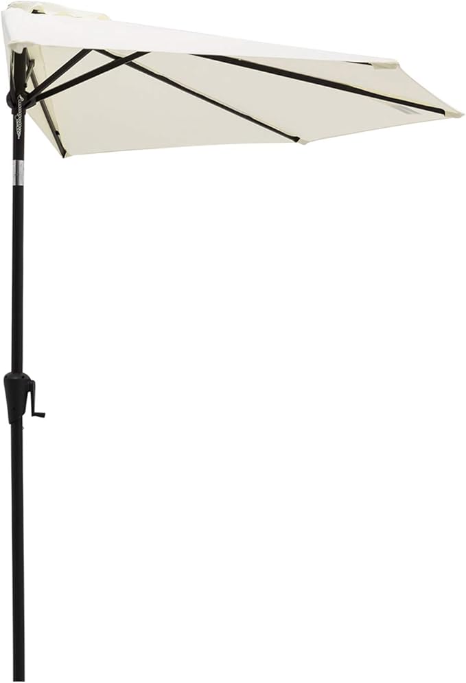 C-Hopetree 9 ft Half Round Outdoor Patio Market Wall Umbrella with Tilt, Ivory