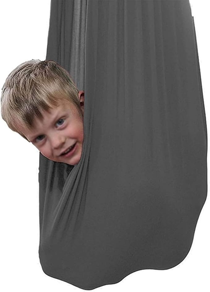 Kids Indoor Therapy Swing Adjustable Swings Sensory Snuggle Swing Ultra Soft Cuddle Hammock with Special Needs for Children Outdoor Autism ADHD (Color : Gray, Size : 150 x 280 cm)