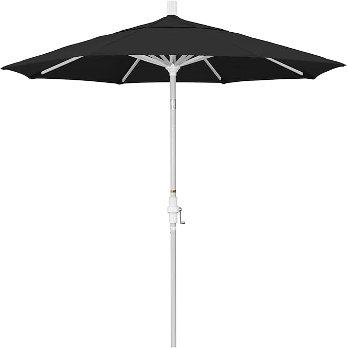 California Umbrella 7.5' Rd. Aluminum Patio Umbrella, Crank Lift, Collar Tilt, White