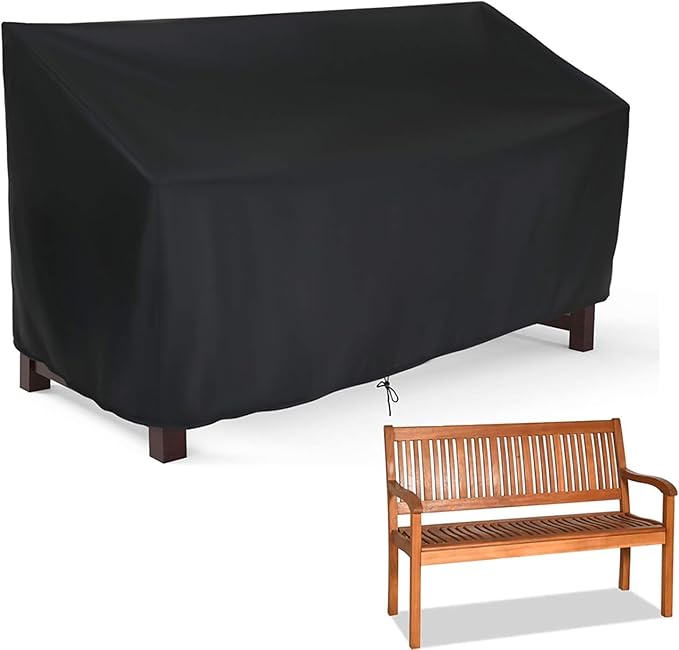 Outdoor Patio Garden Bench Cover - 2 Seat Outside Park Loveseat, Sofa, Glider, Furniture Cover Patio Bench Cover - 52L x 32W x 34H inch