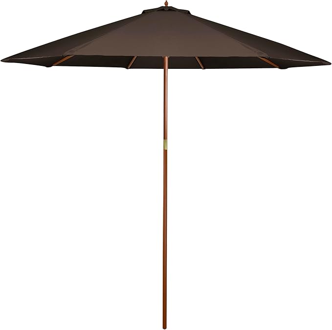 Northlight 8.5ft Outdoor Patio Market Umbrella with Wooden Pole, Brown