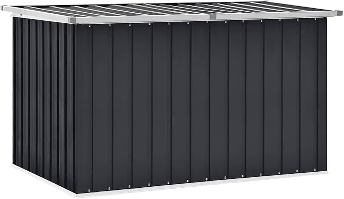 Large Outdoor Storage Box, Metal Patio Deck Box for Garden, Anthracite Galvanized Steel Storage Chest with Hinged Lid, 58.7 x 58.7 x 36.6 Inches