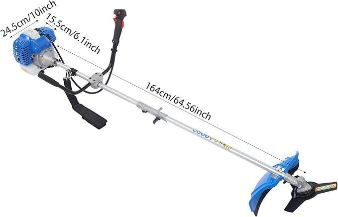 Brush Cutter, 2-Stroke 25.4CC 10000RPM Gas Lawn Edger Single Cylinder Air Cooled Weed Wacker Multifunction Weed Eater Aluminum Gas Powered Weed Trimmer Garden Trimmer w/0.2 Gal Fuel Tank Capacity