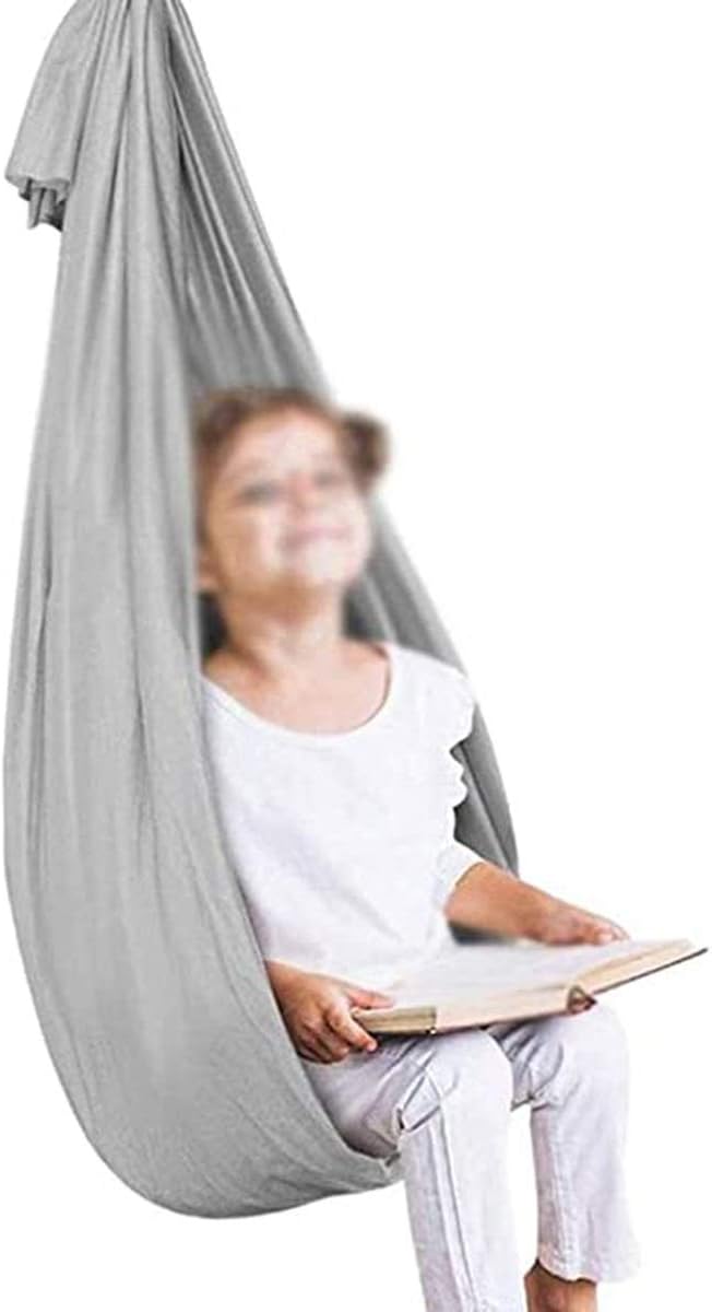 Indoor Sensory Swing Snuggle Cuddle Hammock for Kids Children Special Needs Elastic Parcel Steady Seat Swings (Color : Gray, Size : 150 x 280 cm)