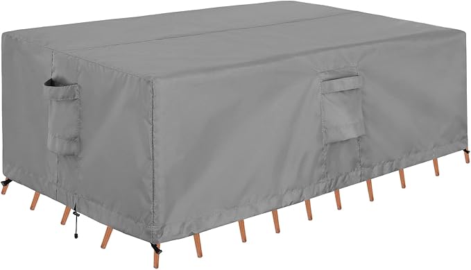 OutdoorLines Outdoor Waterproof Patio Table Furniture Set Covers - Rectangle Couch Sectional Cover Outside Weatherproof Patio Furniture Covering for Deck, Lawn and Backyard 90"L x 64"W x 28"H, Grey