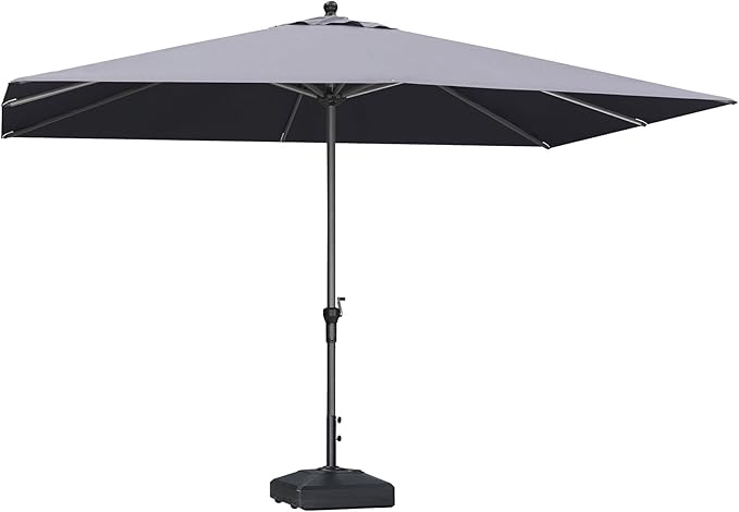 PURPLE LEAF 11.5' x 8' Patio Market Umbrella Outdoor Table Sun Umbrellas with Crank 8 Aluminum Sturdy Ribs for Pool Deck Backyard Beach Gray