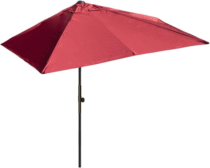 6.6Ft/8.3Ft Half Umbrella Outdoor Patio, Garden Umbrella with Easy Crank Lift Offset Patio Umbrella 5 Sturdy Ribs For Balcony, Deck, Backyard Garden,Courtyard Swimming Khaki 6.6ft/2m