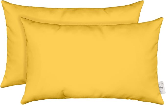 RSH DECOR: Sunbrella Lumbar Throw Pillows Set of 2 | 20" x 12" | Water and Fade-Resistant Performance Fabric | Outdoor Pillow Covers with Down-Alternative Inserts | Canvas Sunflower Yellow