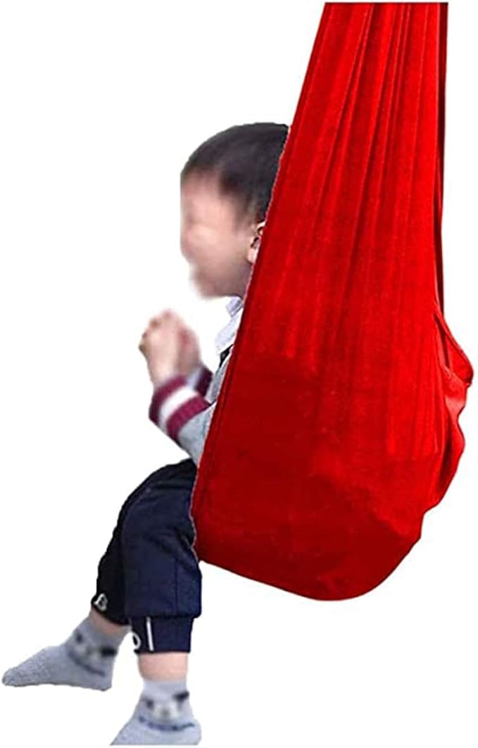 Indoor Sensory Swing Chair Adjustable Yoga Hammock Child Cuddle Swing for Kids Or Adults Autism ADHD AspergersTherapy (Color : Red, Size : 100 x 280 cm)