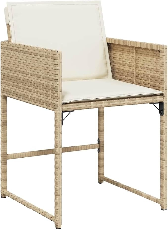 10-Piece Patio Dining Set Beige PE Rattan 10-Person Foldable for Patio and Outdoor Seating