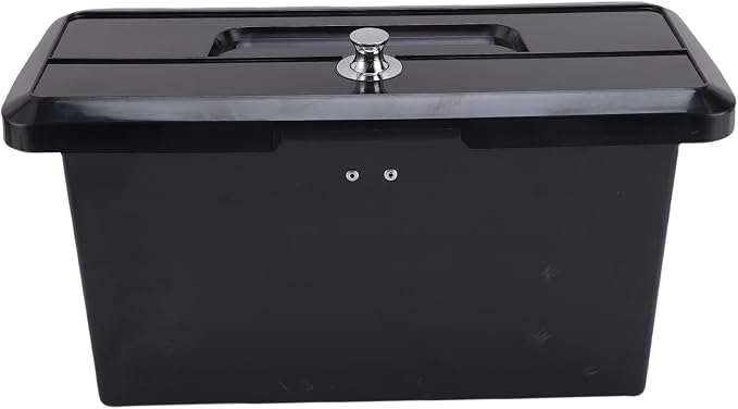 Marine Deck Storage Box, ABS Lockable Glove Compartment with Cup Holder for Boats and Yachts –, Boat Storage Box (Black)