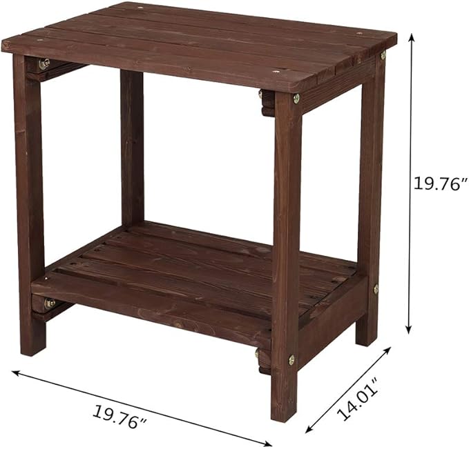 Rectangular Fir Wood Side Table, Light Brown Outdoor/Indoor End Table for Patio, Living Room, or Bedroom 20x14x20 Inch