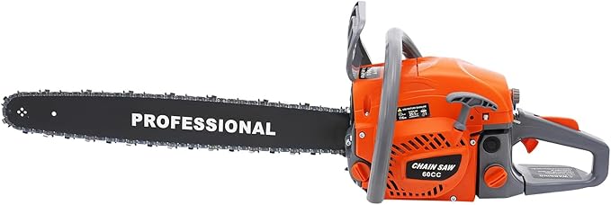 60cc 22-Inch Gas Chainsaw - 2.8KW 2-Stroke Professional Petrol Chainsaw with Safety Gear, 10000RPM Gasoline Powered Chain Saw for Outdoor Home Wood Cutting - Anti-Vibration (Orange)