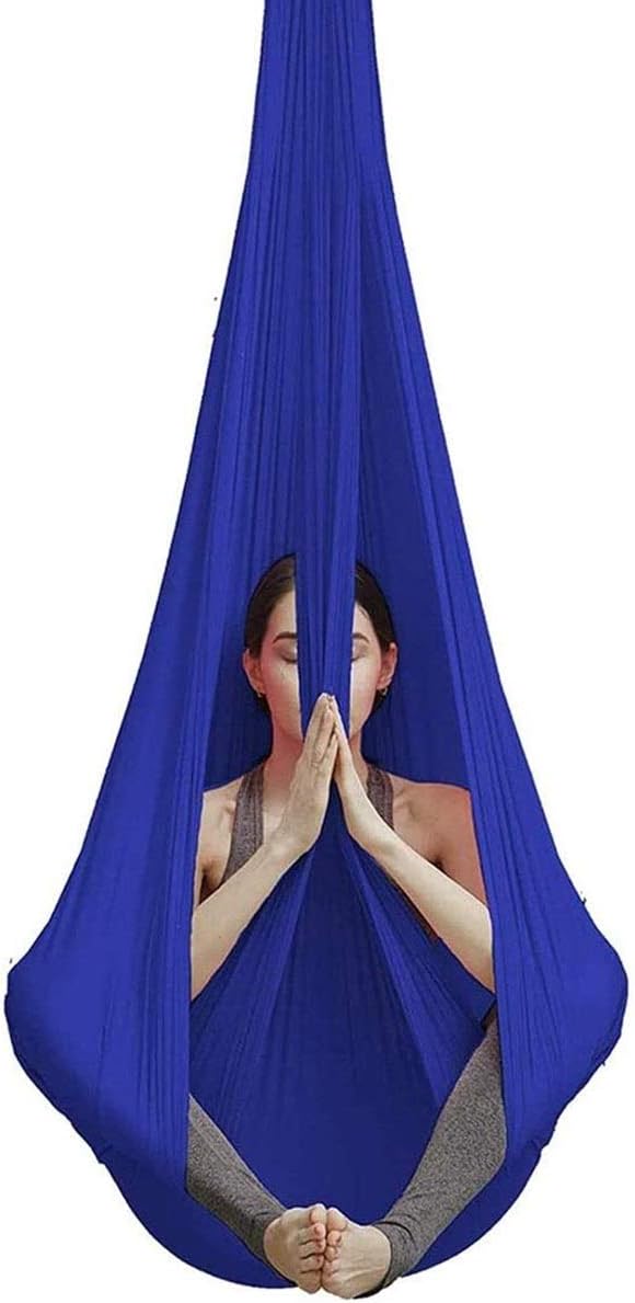 Nylon Elastic Swing Outdoor Indoor Swings Soft Cuddle Hammock for Children and Teens Sensory Therapy (Color : Blue, Size : 100 x 280 cm)