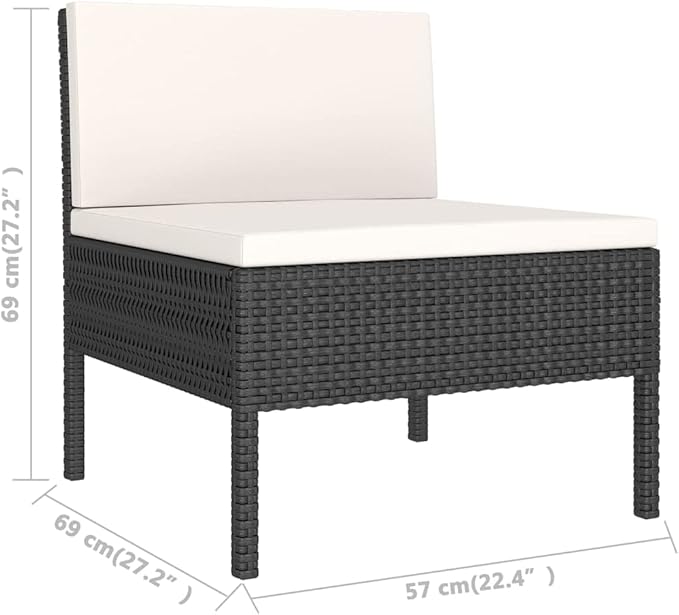 6 Piece Patio Lounge Set with Cushions,Patio Sofa,Outdoor Daybed,Patio Seating,Outdoor Furniture Sets,Patio Conversation Sets,Modern Set,Outdoor Patio Chairs,for Backyard,Garden,Poly Rattan Black