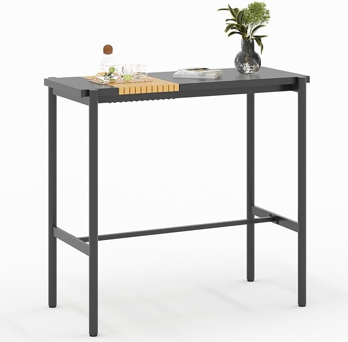 Sundale Outdoor Bar Table, Rectangle Patio Bar Height Counter Console Table with Weather Resistant Waterproof Top, Outdoor Furniture for Garden, Yard, Balcony, Poolside