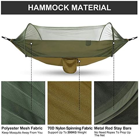 Fox Outfitters Mosquito Net Hammock XL - Built in Mosquito Net - Bug Protection - Easy Set Up - Comes with Tree Safe Hammock Straps & Steel Carabiners