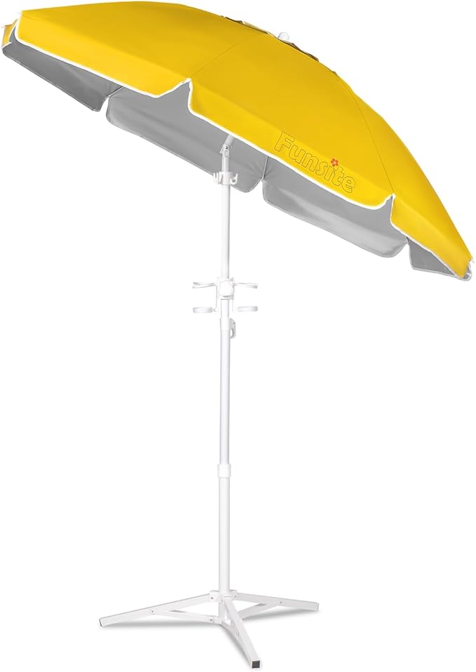 6.5ft Portable Beach Umbrellas for Sand Beach UV 50+ Umbrella with Tilt & Steel Pole, Protection with Heavy Duty Anchor, Patio Umbrella with Carry Bag