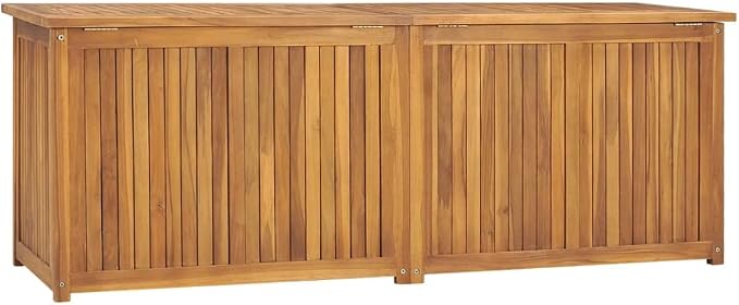 Wooden Garden Patio Storage Box with PE Bag, Deck Storage Container Box for Patio Cushions and Gardening Tools, 59.1"x19.7"x21.7" Solid Wood Teak