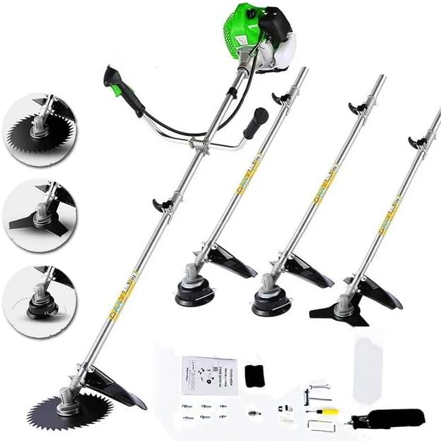 Weed Eater 58CC Weed Wacker 4-in-1 Gas Powered String Trimmer, Gas Brush Cutter with 4 Detachable Heads 18.5" Cutting Path Straight Shaft 2-Cycle for Brush(Green)