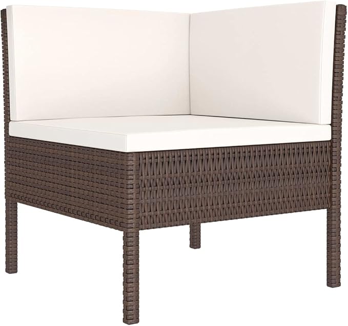 3 Piece Patio Lounge Set with Cushion, Piece Patio Set Patio Lounge Set Outdoor Patio Sectional Furniture Conversation Sets s Poly Rattan Brown