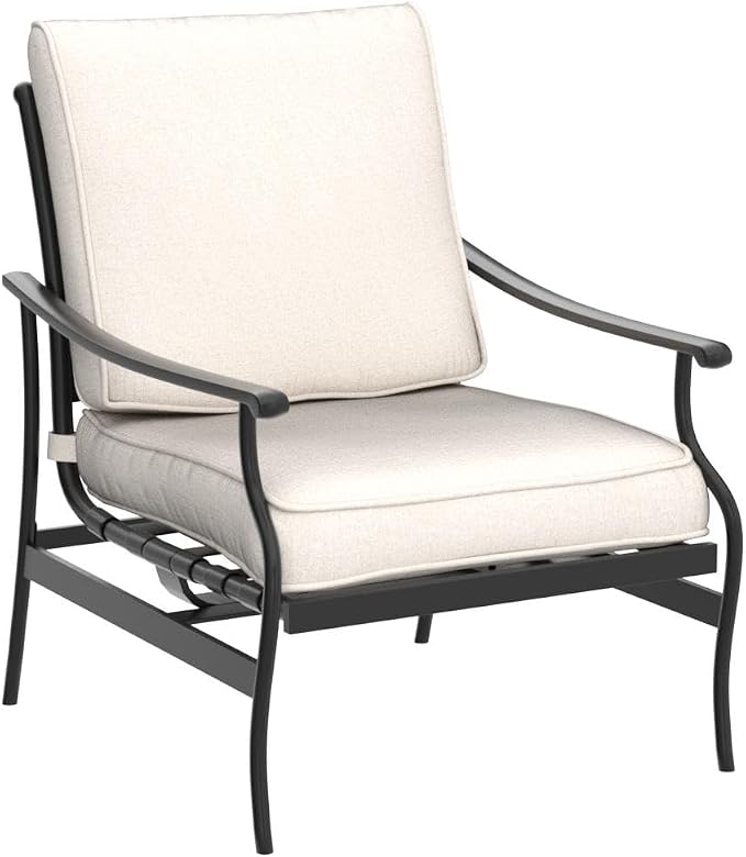 Outdoor Chair Bistro Cushioned Rocking Sofa Chairs Patio Furniture Sets Modern Conversation Set with 5.1 Inch Thick Seat Cushions (2PCS-2, Beige)